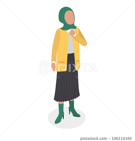 3D Isometric Flat Vector Set of Muslim People. Item 7 3D Isometric Flat Vector Set of Muslim People. Item 7 106218160
