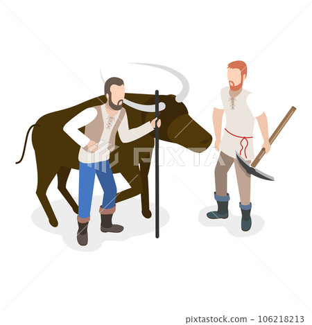 3D Isometric Flat Vector Set of Medieval People. Item 4 106218213