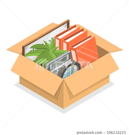 3D Isometric Flat Vector Illustration of Office Relocation. Item 7 106218225