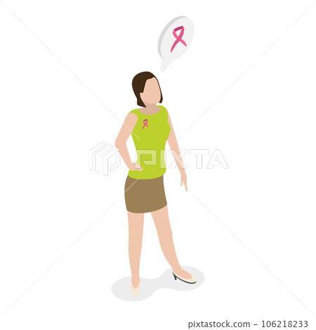 3D Isometric Flat Vector Illustration of Women with Pink Support Ribbons. Item 5 106218233