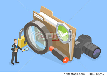 3D Isometric Flat Vector Conceptual Illustration of Investigation 106218257
