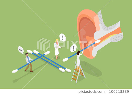 3D Isometric Flat Vector Conceptual Illustration of Cleaning The Ear Canal 106218289