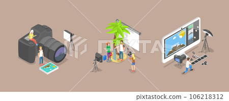 3D Isometric Flat Vector Conceptual Illustration of Photographer 3D Isometric Flat Vector Conceptual Illustration of Photographer 106218312