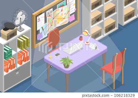 3D Isometric Flat Vector Conceptual Illustration of Police Office 106218329