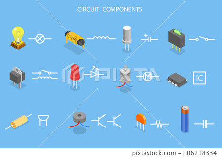 3D Isometric Flat Vector Conceptual Illustration of Circuit Components 106218334