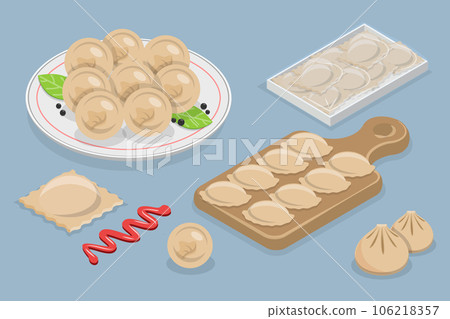 3D Isometric Flat Vector Set of Meat Gourmet Food 3D Isometric Flat Vector Set of Meat Gourmet Food 106218357