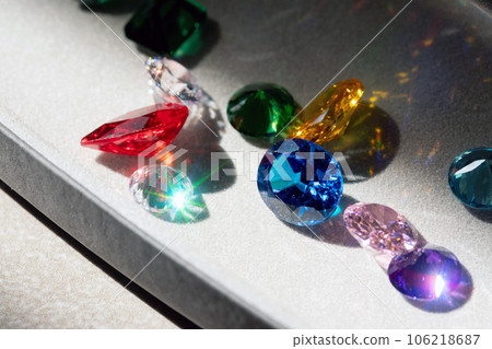 Jewel or gems on white background, Collection of many different natural gemstones Jewel or gems on white background, Collection of many different natural gemstones 106218687