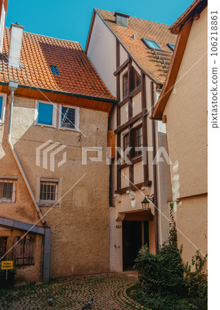Old national German town house in Bietigheim-Bissingen, Baden-Wuerttemberg, Germany, Europe. Old Town is full of colorful and well preserved buildings. Old national German town house in Bietigheim-Bissingen, Baden-Wuerttemberg, Germany, Europe. Old Town is full of colorful and well preserved buildings. 106218861