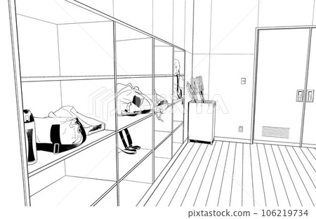 Manga-style pen drawing illustration school _ dojo 106219734