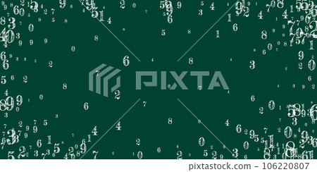 Scattered numbers. White chalk digits flying chaotic. Back to school mathematics banner on blackboard background. Falling numbers vector illustration. Scattered numbers. White chalk digits flying chaotic. Back to school mathematics banner on blackboard background. Falling numbers vector illustration. 106220807
