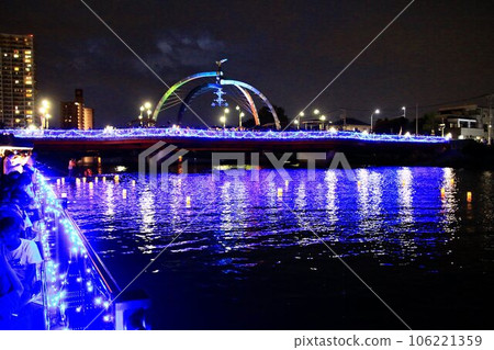 Summer, evening cool riverside… Illuminated Kasukabe “Furutone Park Bridge” Summer, evening cool riverside… Illuminated Kasukabe “Furutone Park Bridge” 106221359