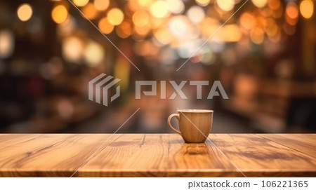 The empty wooden table top with blur background. Generative AI AIG30. The empty wooden table top with blur background. Generative AI AIG30. 106221365
