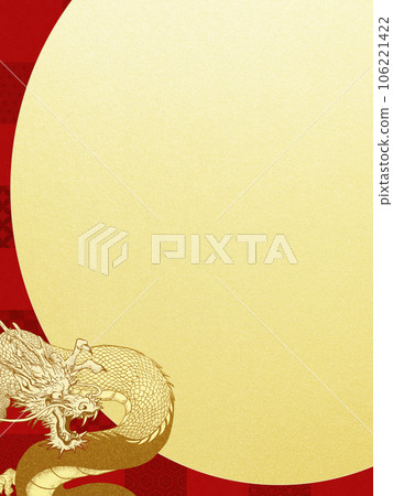 Red checkered pattern and dragon frame material 106221422