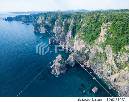"Iwate Prefecture" Kitayamazaki Cliff seen by drone Sanriku Reconstruction Quasi-National Park "Iwate Prefecture" Kitayamazaki Cliff seen by drone Sanriku Reconstruction Quasi-National Park 106221681