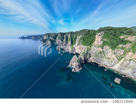 "Iwate Prefecture" Kitayamazaki Cliff seen by drone Sanriku Reconstruction Quasi-National Park "Iwate Prefecture" Kitayamazaki Cliff seen by drone Sanriku Reconstruction Quasi-National Park 106221684