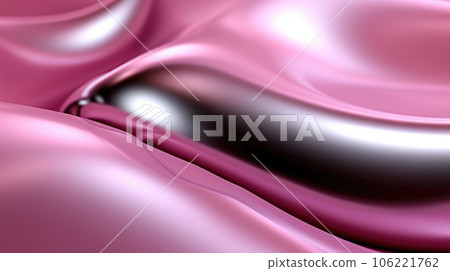 The close up of a glossy metal surface in pink color with a soft focus. Exuberant 3D illustration. 106221762