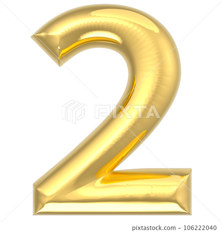golden number 2 on white background 106222040