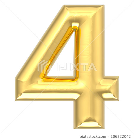 golden number 4 on white background golden number 4 on white background 106222042