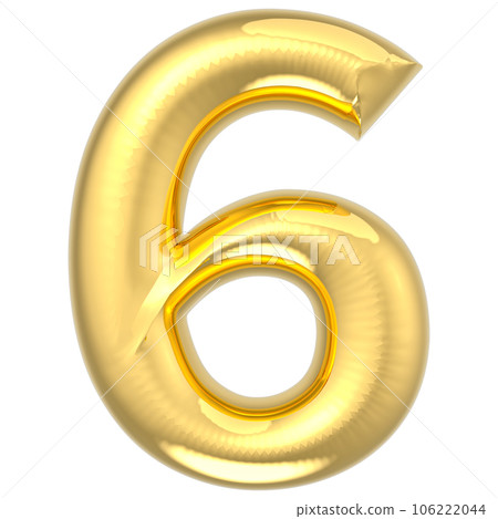 golden number 6 on white background 106222044