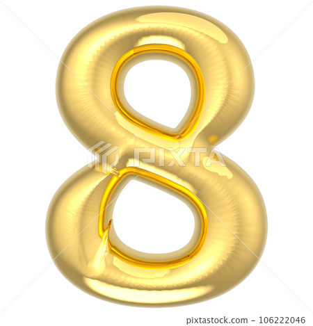 golden number 8 on white background 106222046