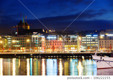 Cityscape of Geneva embankment in evening Cityscape of Geneva embankment in evening 106222255