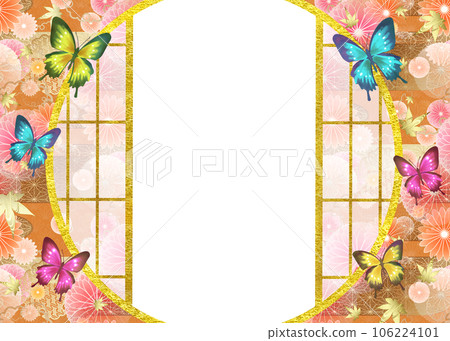 Butterfly and Japanese pattern shoji window frame 106224101