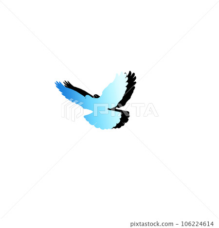 一隻鳥張開翅膀飛翔的插圖。鴿子的圖片,和平的象徵 一隻鳥張開翅膀飛翔的插圖。鴿子的圖片,和平的象徵 106224614