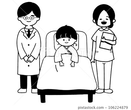兒童住院醫生和護士（黑白） 106224879