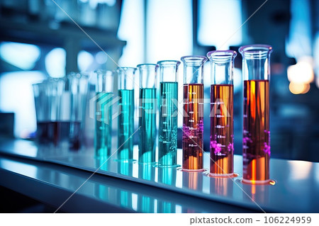 Algae in test tubes in a laboratory. Algae in test tubes in a laboratory. 106224959