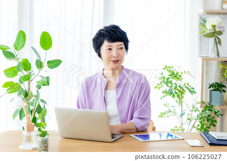Woman working at home 106225027