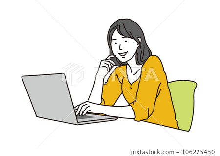 Asian woman operating a laptop 106225430