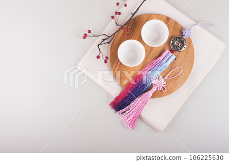 Traditional holiday gift props concept photo 106225630