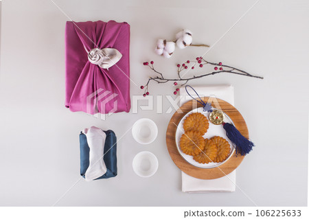 Traditional holiday gift props concept photo 106225633
