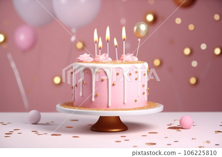 Birthday cake with sprinkles and candles on a... - Stock Illustration ...