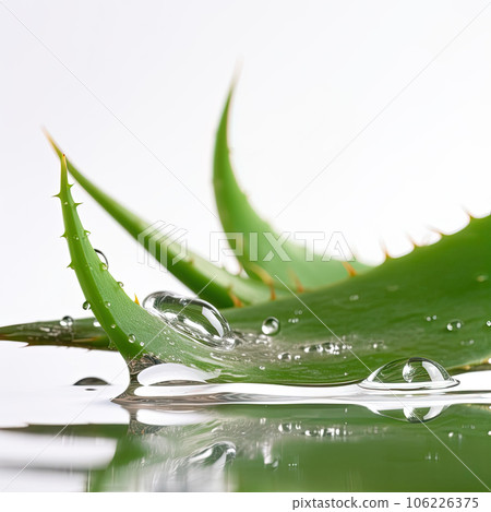 Aloe Vera closeup. Aloevera plant, natural organic renewal cosmetics, alternative medicine. Aloe Vera leaf close-up. Skin care concept, moisturizing. 106226375
