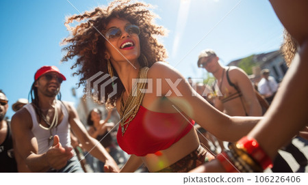 Portrait of a Brazilian woman during a carnival block Portrait of a Brazilian woman during a carnival block 106226406