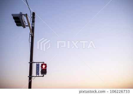 Pedestrian crossing signal Winter sunset image 106226733
