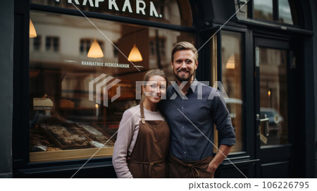 business owner with bakery shop background business owner with bakery shop background 106226795