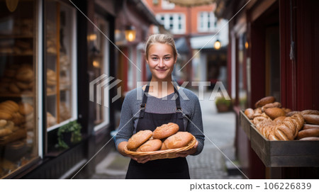 business owner with bakery shop background business owner with bakery shop background 106226839