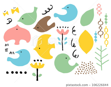 Scandinavian style cute bird set / handwritten illustration material Scandinavian style cute bird set / handwritten illustration material 106226844