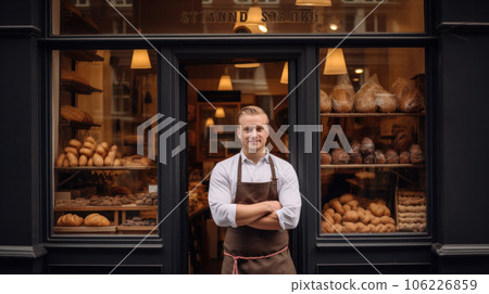 business owner with bakery shop background business owner with bakery shop background 106226859