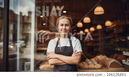 business owner with bakery shop background business owner with bakery shop background 106226863