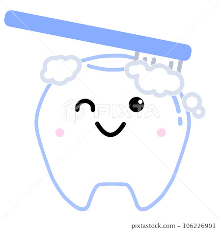 Cute tooth character winking while brushing teeth Cute tooth character winking while brushing teeth 106226901