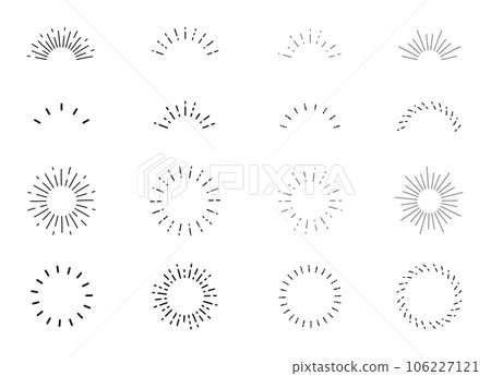Sunburst frame, sun rays, sun rays, decoration, decoration, fireworks, glitter, treatment, set, glitter 106227121