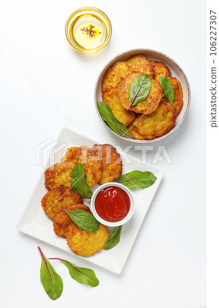 Lunch tasty food concept - delicious hash browns 106227307