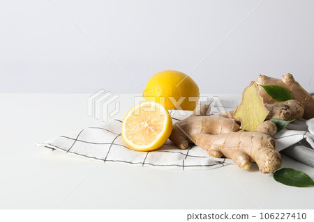 Seasoning and spices concept - ginger, homemade seasoning Seasoning and spices concept - ginger, homemade seasoning 106227410
