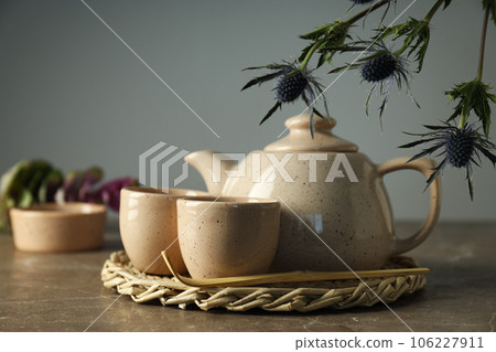 Cozy and tasty hot drink concept - asian tea 106227911
