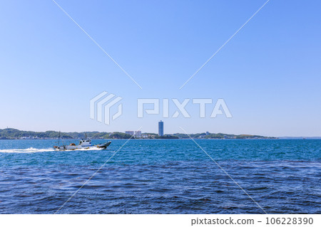 從愛知縣日間賀島南知多町眺望知多半島南端附近 106228390