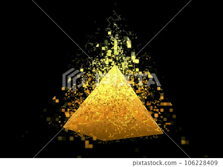 3d illustration of golden shining pyramid 106228409