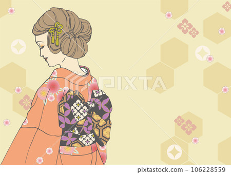 長袖成人禮 穿著和服的女性插圖 長袖成人禮 穿著和服的女性插圖 106228559